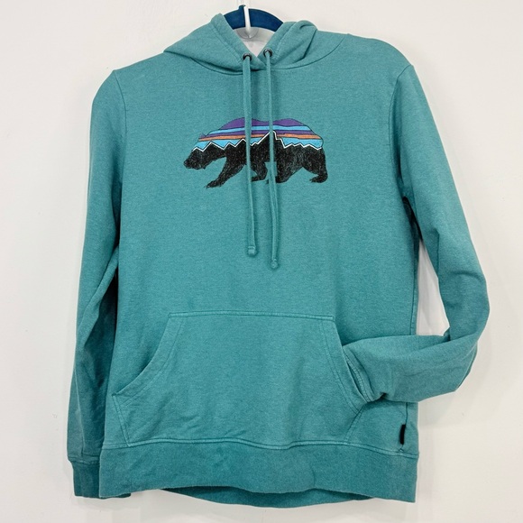 Patagonia Fitz Roy Uprisal Green Mountain Bear Pullover Retro Unisex Hoodie - Picture 4 of 11